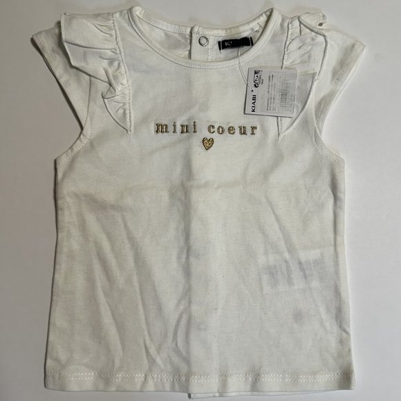 NWT Kiabi 12M Baby Girls Heart Embroidered 100% Cotton T-Shirt - Picture 1 of 4